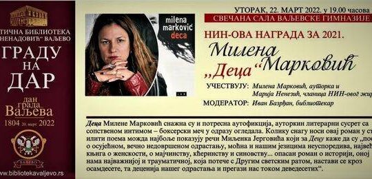 pisac Milena Marković, dobitnica NINove nagrade za 2021. godinu u Valjevskoj gimnaziji u Valjevu Objektiva.rs