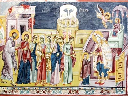 Vavedenje-Presvete-Bogorodice-freska-u-manastiru-Studenica-Srbija