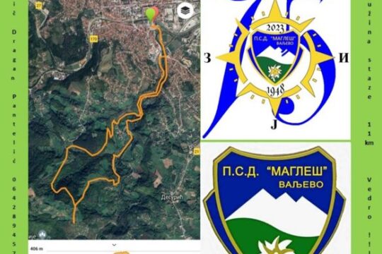 Magles-i-Turisticka-organizacija-Valjevo-akcija-za-gradjane-za-25.-mart-2023.-godine-prensi-Objektiva.rs etapa uz reku Gradac do vidikovca na Ćelijskom brdu