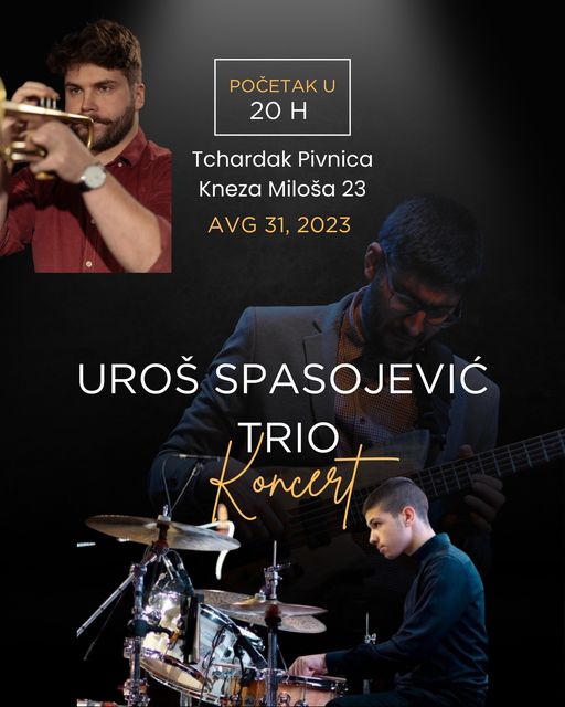 Uroš Spasojević Trio bas gitara Ivan Truba mali Kebac bubanj koncert pivnica Tchardak Valjevo vesti Objektiva.rs
