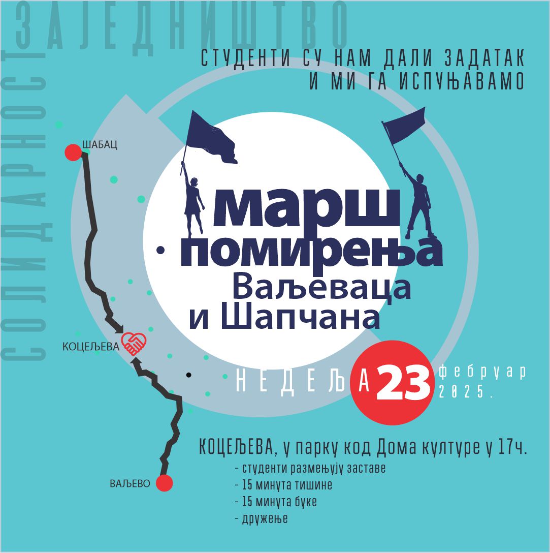 Valjevo - Koceljeva -Šabac -Marš - pomirenja - valjevski-pokret-otpora-nedelja-22-02-2025-prenosi-objektiva.rs-news-serbie-kolubara-mačva-vesti