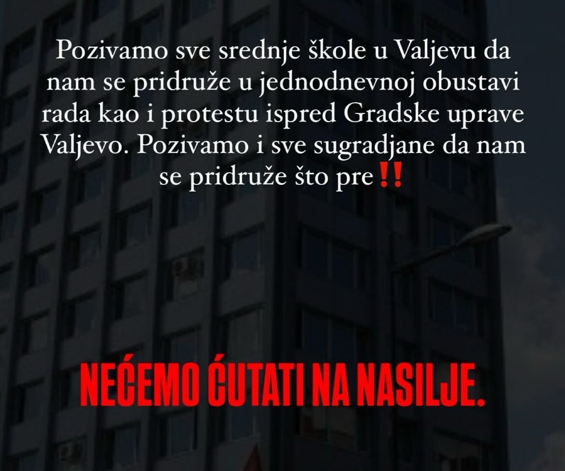 Gimnazijalci Nećemo ćutati na nasilje – Blokiran ulaz iz Karađorđeve u Lokalnu samoupravu