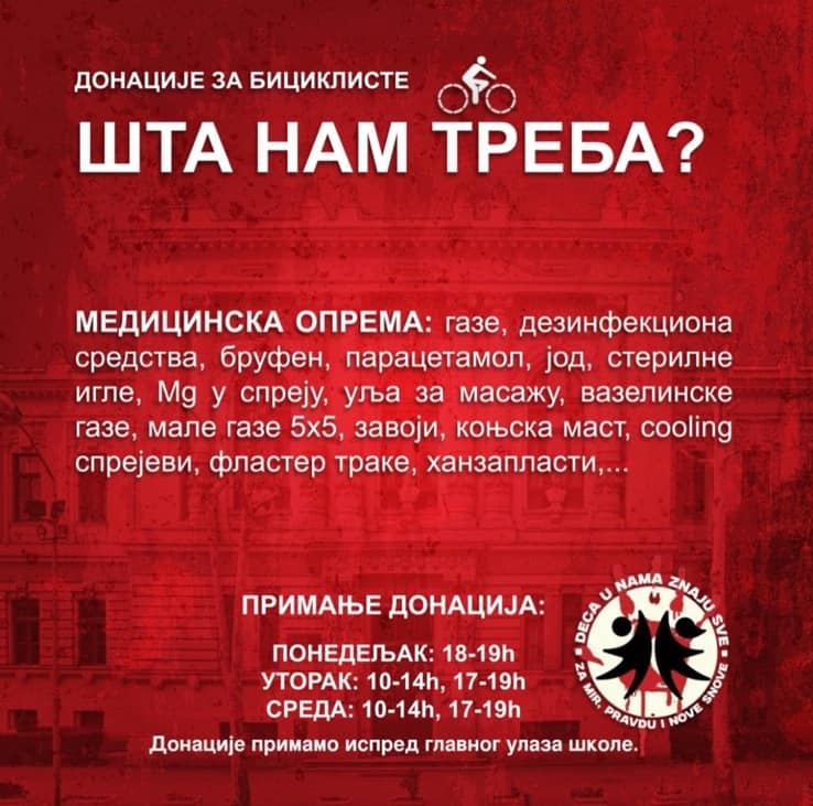 VIZUAL IZVOR đački parlament gimnazijalci u blokadi 04 2025 potreban medicinski materijal