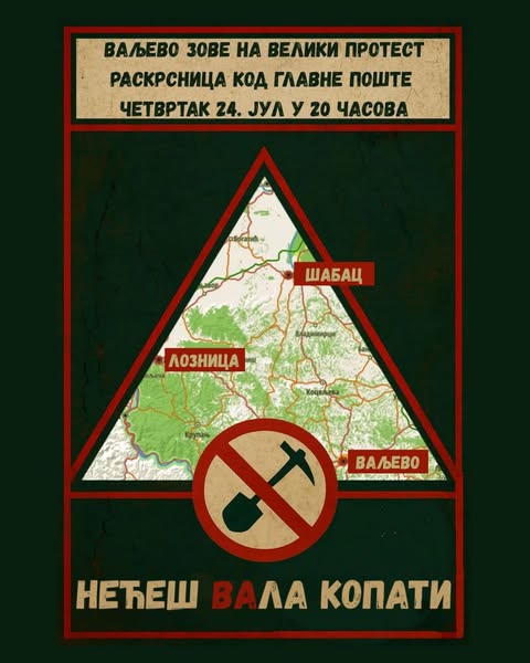 vizual izvor Valjevski zbor protest eksploatacija mineralnih sirovina Srbija litium News 07 2025