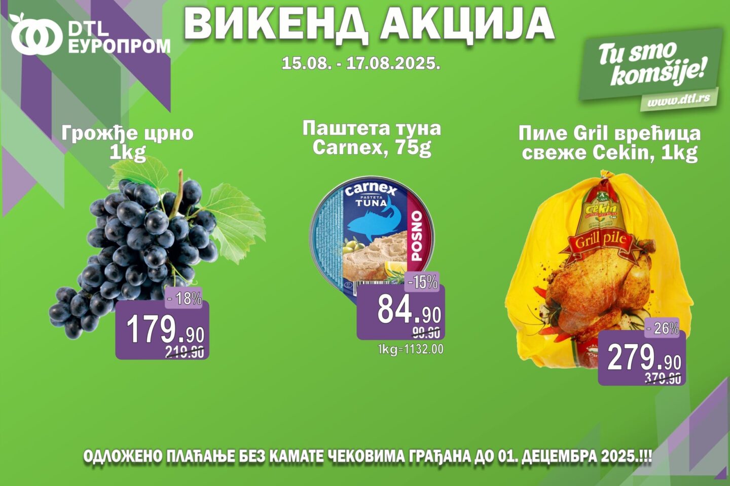 Europrom – Snižene cene od 15. do 17. avgusta