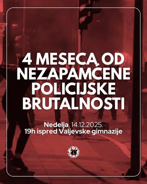 va gim 4 meseca od police brutalnosti nedelja 14 12 2025 od 19 sati